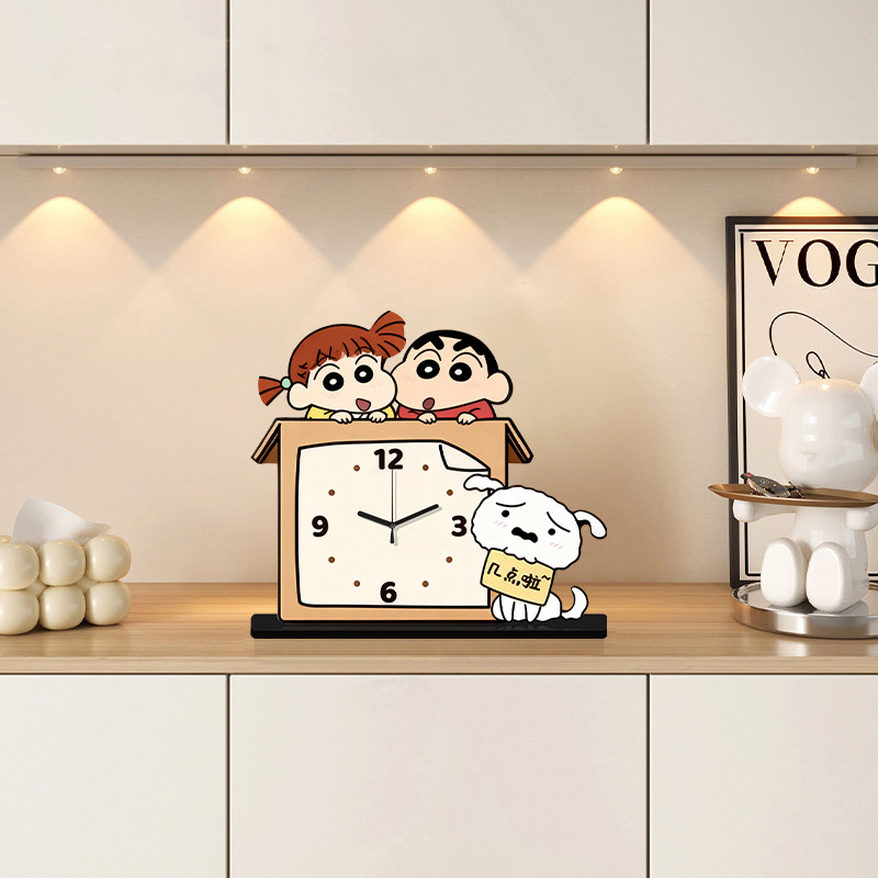Crayon Shin-Chan Silent Wall Clock Decoration Restaurant Cartoon Clock Living Room Clock No-Drill 2025 New Model Table Clock