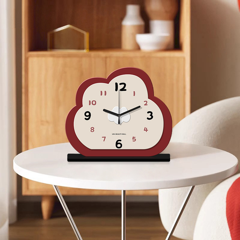 Modern Simple Cloud-Shaped Desk Clock Red Creative Clock Desktop Decoration Clock Ornaments New Fashion Desk Clock