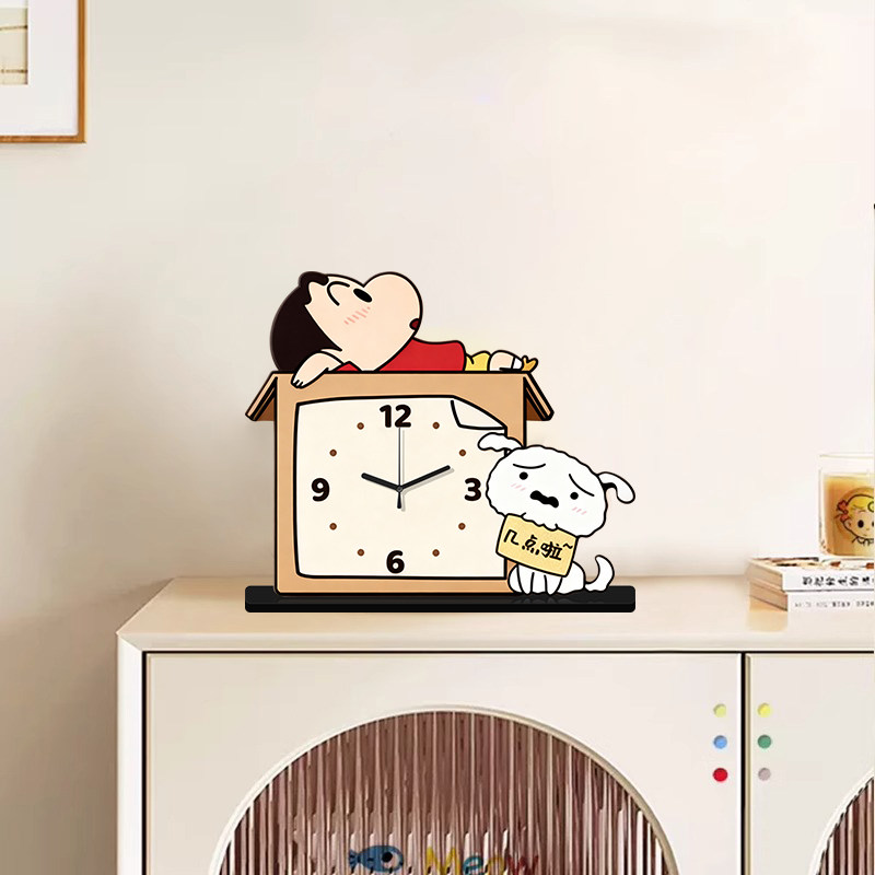 Crayon Shin-Chan Silent Wall Clock Decoration Restaurant Cartoon Clock Living Room Clock No-Drill 2025 New Model Table Clock