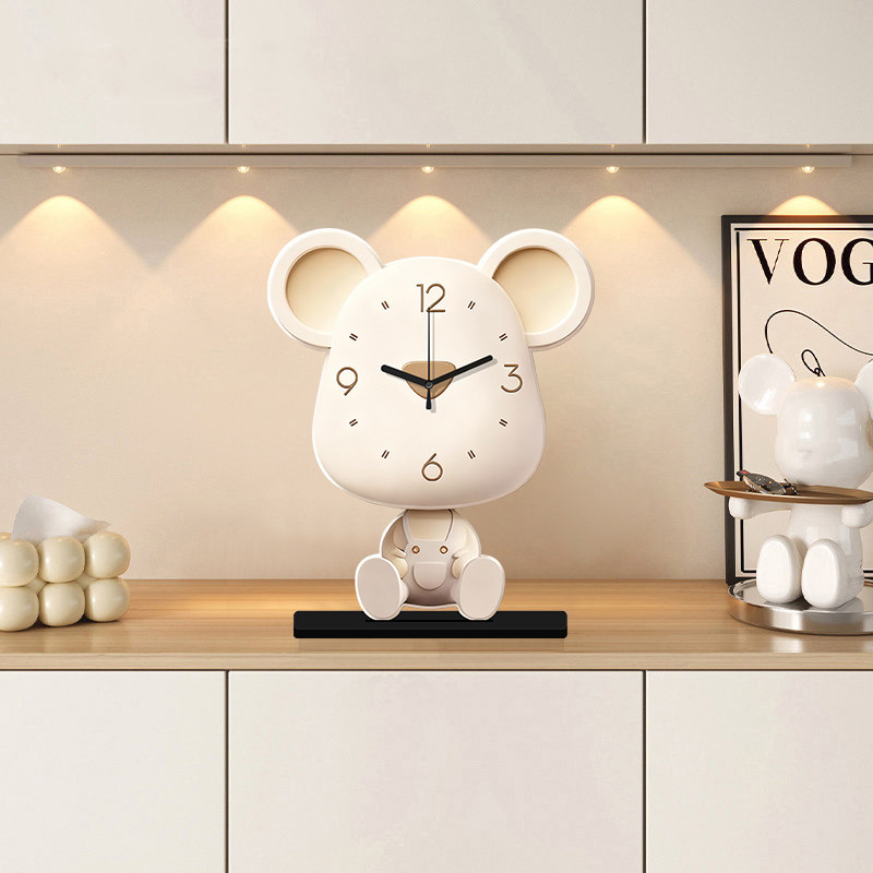Cute Cartoon Bear Desk Clock, Creative Ornament, Home Decoration Clock, 2026 New Model Table Clock Pendulum Clock