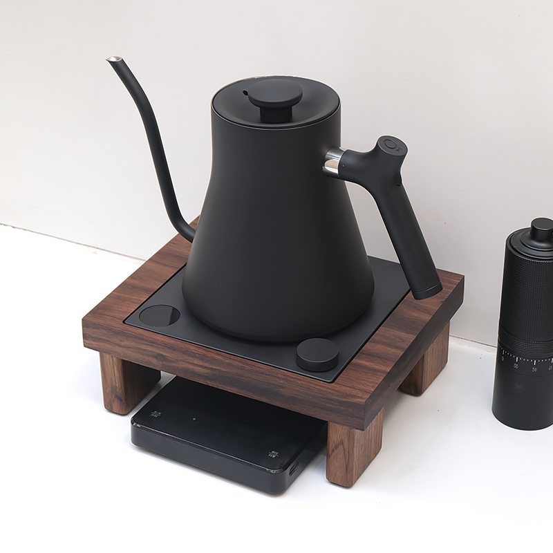 Fellow Ekg Smart Temperature-Controlled Pour-Over Kettle with Elevated Base, Walnut Solid Wood Storage Stand, Pour-Over Coffee Maker