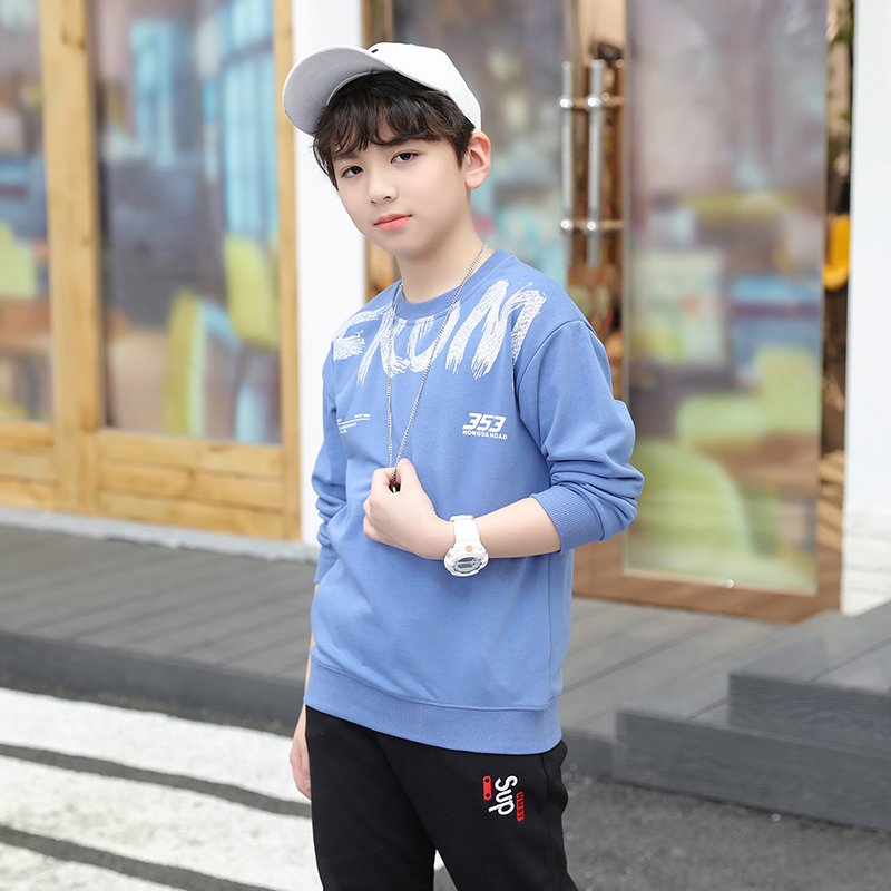 Pure cotton boys sweater spring and autumn children's spring top middle and large children's spring 2021 new boys long-sleeved inner jacket