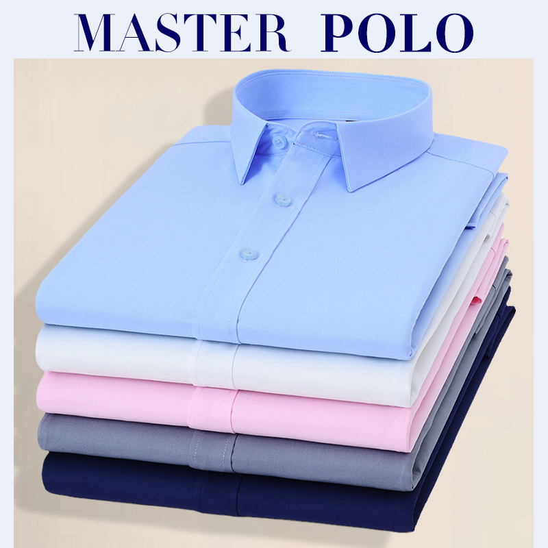 American Paul Solid Color Long-Sleeved White Shirt Business Formal Wear Men's Shirt Bamboo Fiber Anti-Wrinkle No-Iron Stretch Shirt