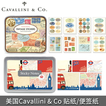 Cavallini stickers retro postmark travel pattern todo office sticky notes Post-it notes iron box imported stationery