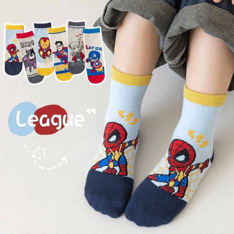 Spring and Autumn Boys' Spider-Man Mid-Calf Socks, Batman, Iron Man, Captain America, Thor Socks, Cotton Socks, Kidsren's Category a Spring and Autumn Boys' Spider-Man Mid-Calf Socks, Batman, Iron Man, Captain America, Thor Socks, Cotton Socks, Kidsren's Category a