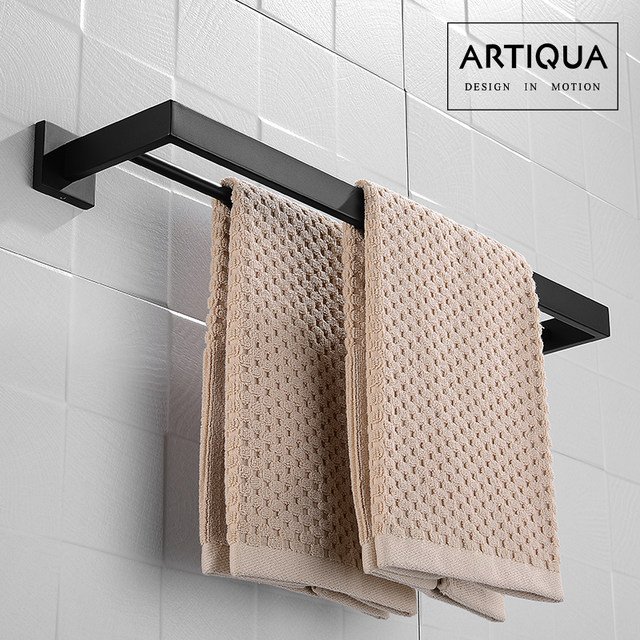 Artiqua Towel Bar Single Rod 304 Stainless Steel Double Rod Towel Rack Black Bathroom Accessory