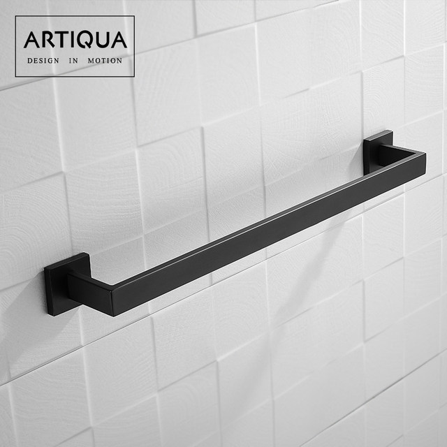 Artiqua Towel Bar Single Rod 304 Stainless Steel Double Rod Towel Rack Black Bathroom Accessory