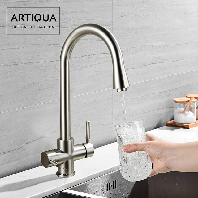 Artiqua All-Copper Pure Faucet Hot and Cold Kitchen Sink Three-In-One Single Cold Direct Drinking Faucet
