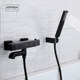 Artiqua All-Copper Square Bathtub Faucet Thermostatic Shower Faucet Mixing Valve Shower Set Black