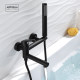 All-Copper Bathtub Faucet Hot and Cold Shower Faucet Showerhead Mixing Valve Nozzle Bidet Set Black Extended Spout