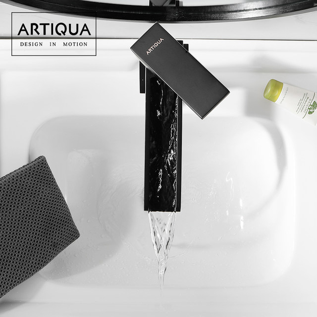 Artiqua All-Copper Waterfall Faucet Hot and Cold Basin Faucet Elevated Countertop Basin Bathroom Faucet