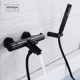 All-Copper Thermostatic Bathtub Faucet Hot and Cold Shower Faucet Mixing Valve Bathroom Showerhead Set Black Anti-Scald