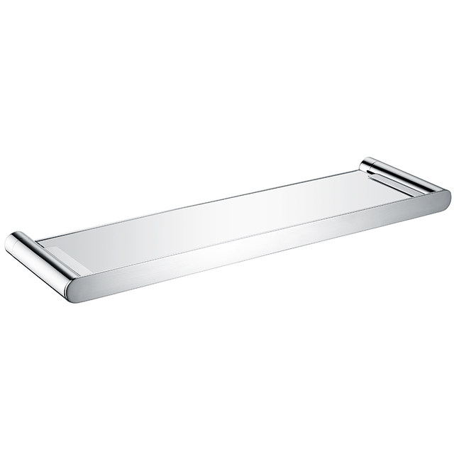 Artiqua304 Stainless Steel Bathroom Shelf Wall-Mounted Tempered Glass Cosmetic Shelf Single Layer Glossy
