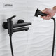 All-Copper Bathtub Faucet Hot and Cold Shower Faucet Showerhead Mixing Valve Nozzle Bidet Set Black Extended Spout
