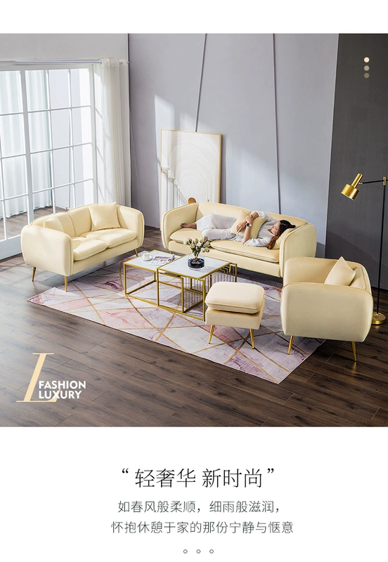 Bắc Âu sofa ba chỗ căn hộ nhỏ đơn giản hiện đại lưới đỏ quần áo cửa hàng căn hộ phòng khách đơn giản đôi vải sofa - Ghế sô pha