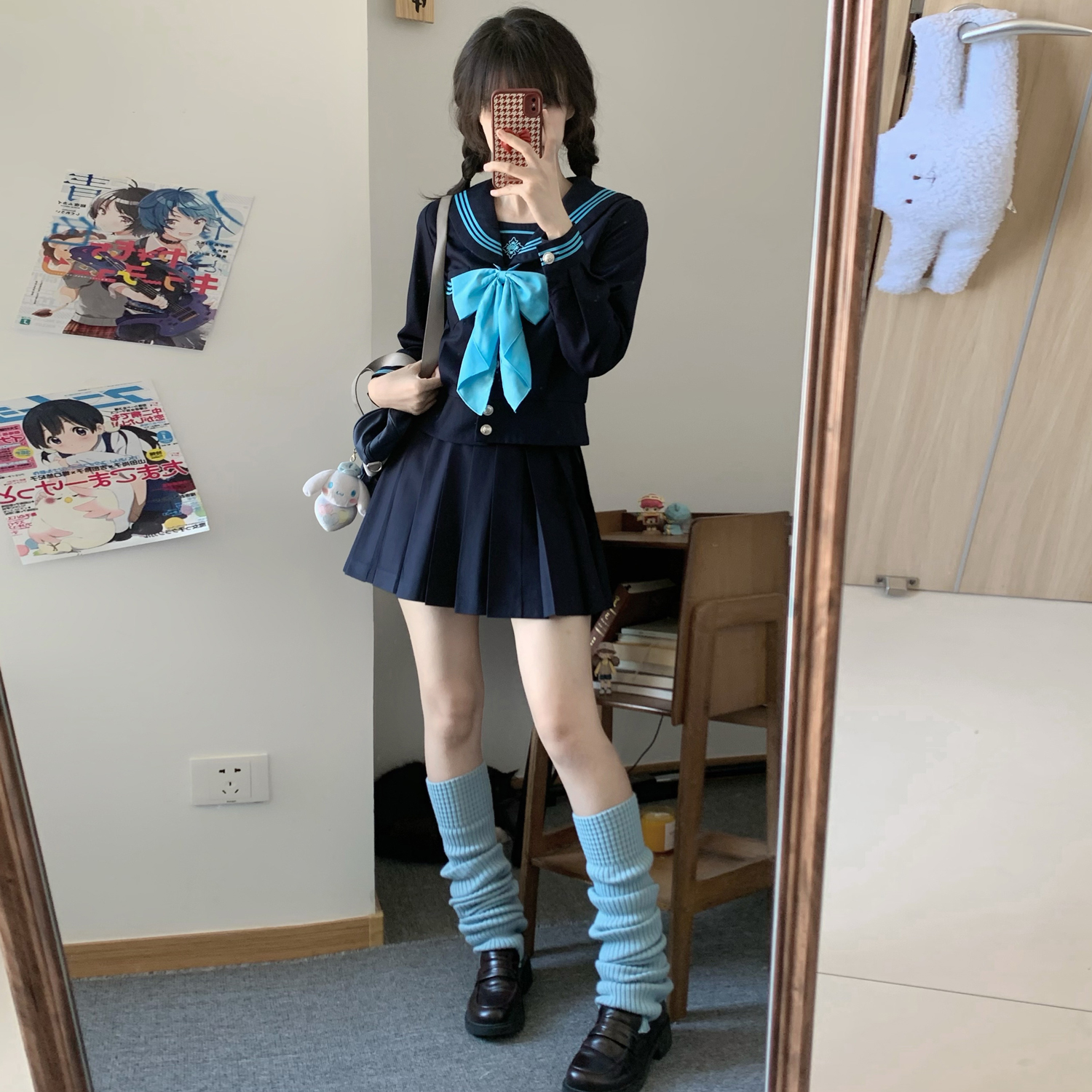 そらちんちら丸【月野嵐】カレッジ風秋物セーラー服プリーツスカートウエストJK制服スーツ女性