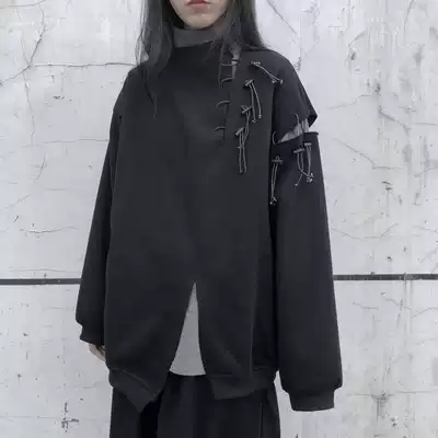 Lu and Shanyu Yamamoto dark yoji male and female profile destruction rubber band interrupted irregular tailoring plus velvet sweater