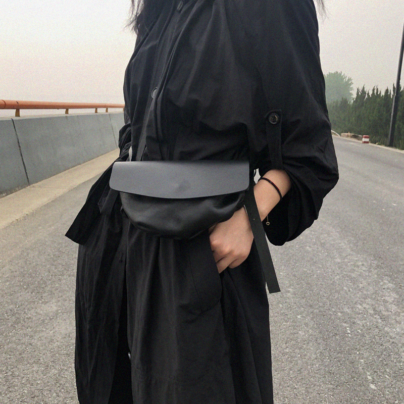 Land & Mountain Original Design Mountain Ben Dark Black Handmade Real Cow Leather Male And Female Multipurpose Single Shoulder Inclined Cross Purse Chest Bag