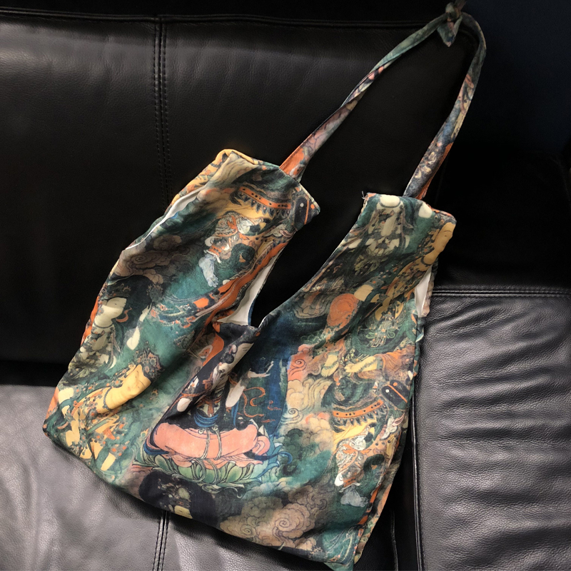 Land and Mountain Design Sensory Faculties Large Capacity Satchel Thicken Art and Men Handmade Canvas Bags Single Shoulder Diagonal Satchel Bag