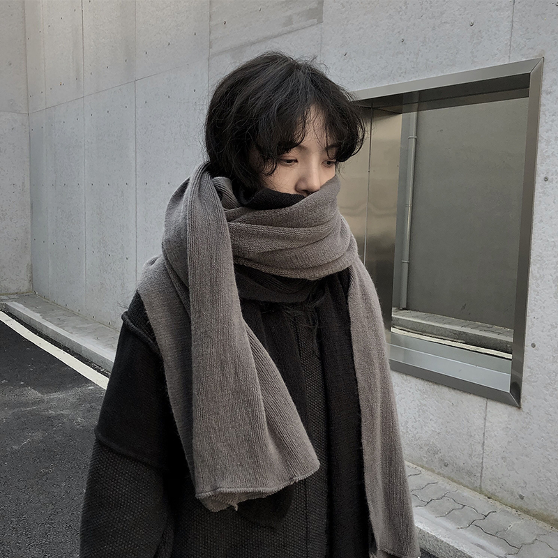 Lu and Lantau Yamamoto dark shawl cloak warm classic black gray scarf velvet warm all-match men's and women's scarf