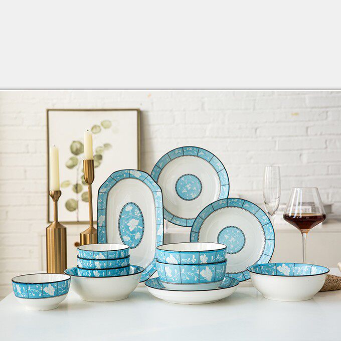 Splendid Underglaze Ceramic Plate Home Plate Fruit Salad Dim Sum Fried Noodle Fried Rice Dumpling Snack Plate