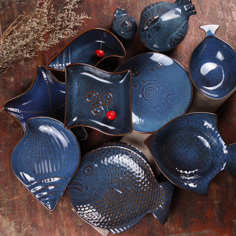 Profiled Ceramic Dishes Home Plate Western Dining Steak Fruit Shara Pan Creative Sea Starfish Pan Soft Decoration
