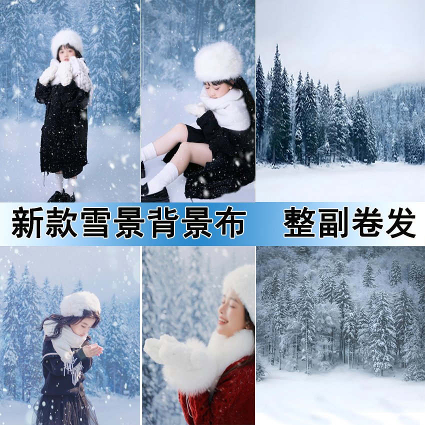 New snow scenery Snow land photography Write a real cloth photo gallery indoor children's camera selfie digital background cloth-Taobao