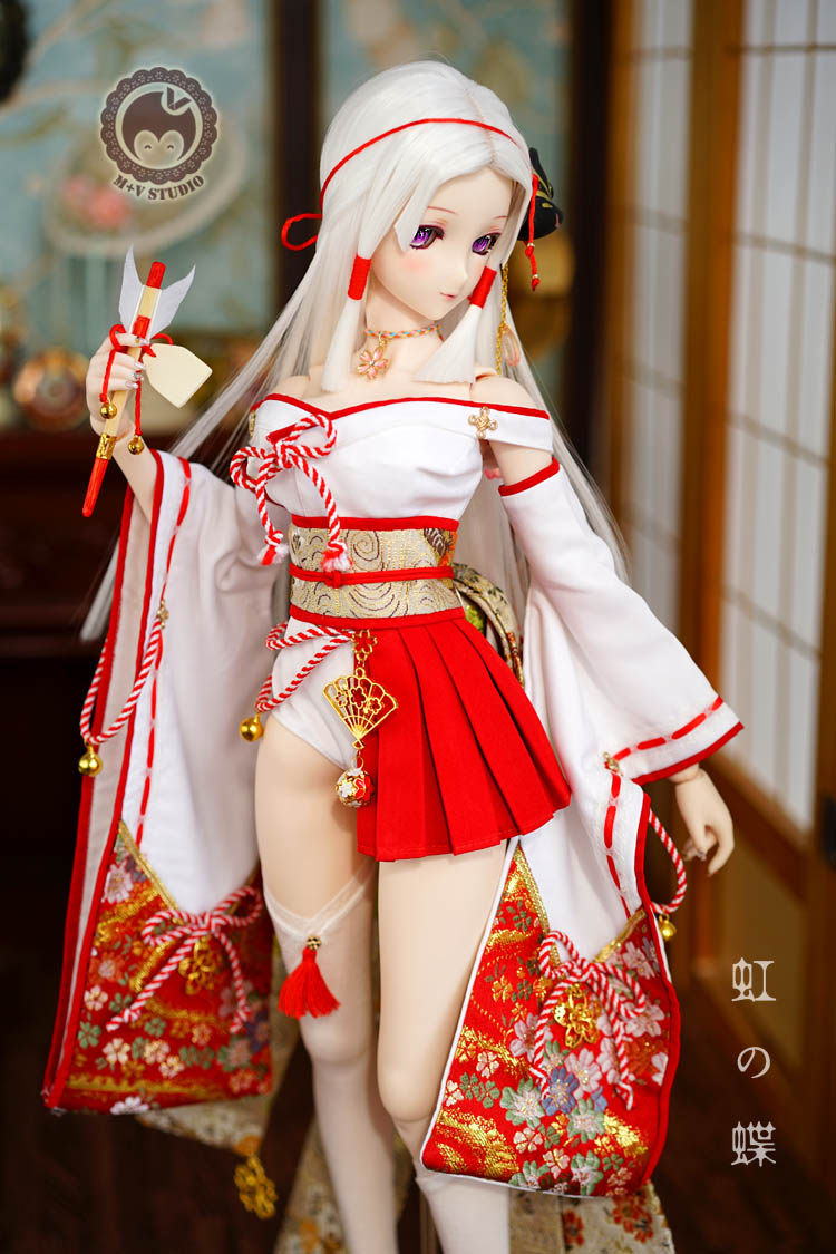 24時間　【新品未使用】うさ耳 和装巫女メイド　ドール服　ディーラー製　mdd服 レア品【新品未使用】うさ耳 和装巫女メイド ドール服