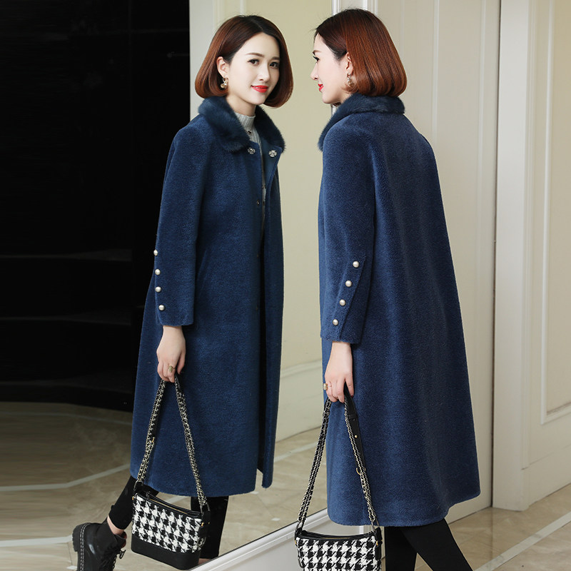 zqqz sheep shearing coat women's long mink collar 2020 new grain wool fur coat 2231