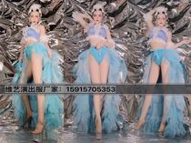 Viart superb atmospheric sky blue fluffy skirt gogo nightclub bar for show party dj singers to act out a