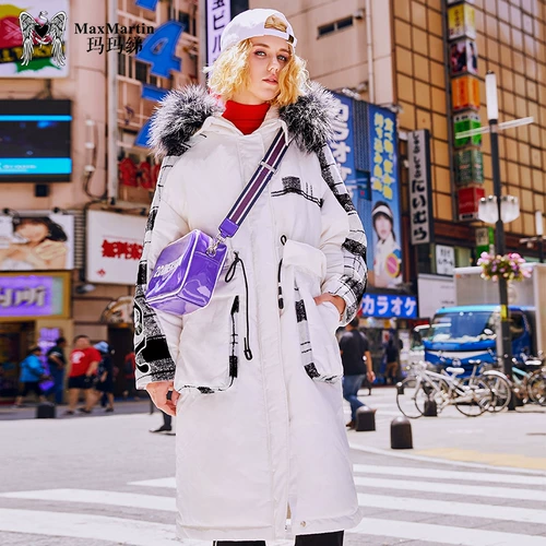 Бархатный пуховик, длинная модная куртка, 2019, утиный пух, средней длины