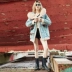 Mama 绨 2019 mùa thu và mùa đông mới lông cáo cổ áo cotton quần áo phụ nữ áo khoác denim giản dị trong phần dài của áo khoác cotton thiết bị quân sự - Bông