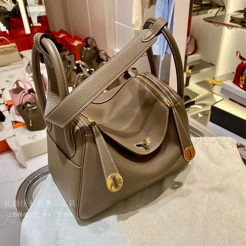 Fully Hand-Stitched Lindy Bag Ld26Tc Cowhide Mini Lindy Bag Clemence Pebbled Leather Doctor Bag for Women