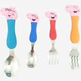 旺利来 Ложка, вилка из нержавеющей стали, детский ударопрочный комплект, нержавеющая сталь AISI 304, 4 предмета