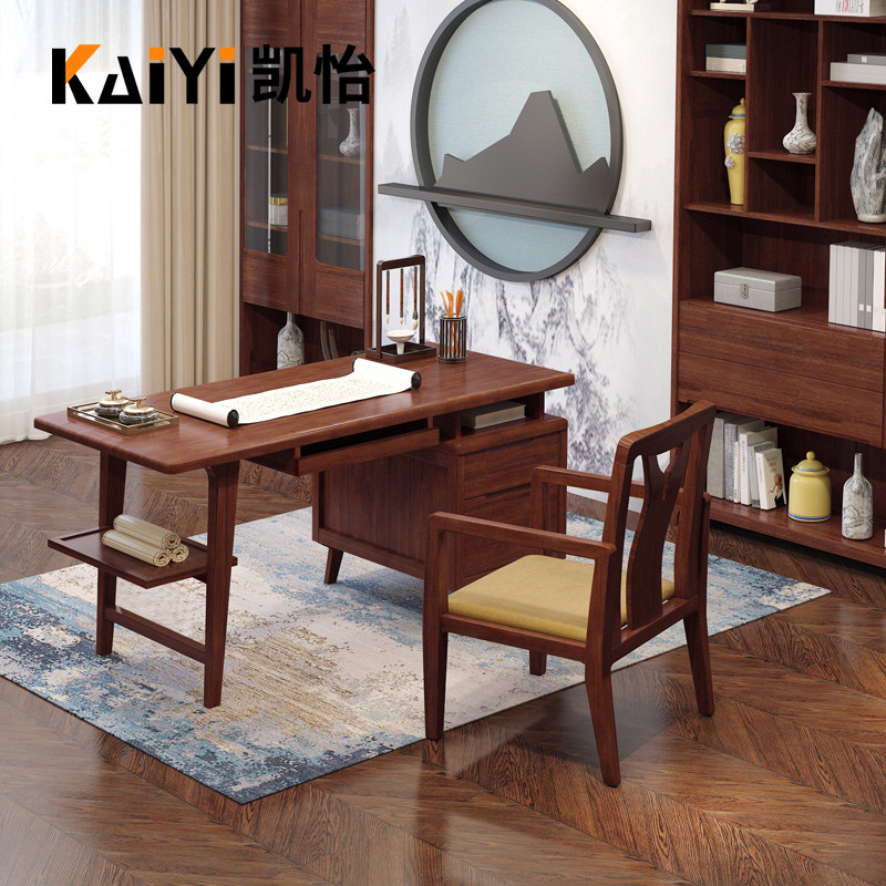 New Chinese all solid wood desk red sandalwood modern home office computer table and chair calligraphy table calligraphy table calligraphy and painting table study pure