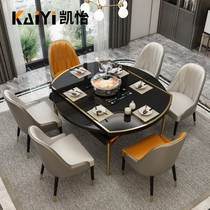 Light luxury tempered glass dining table and chair combination Modern simple Nordic multi-function household dining table Dining table round table
