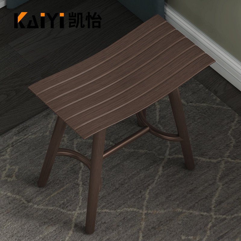 Full solid wood makeup chair Nordic modern simple bedroom makeup stool Walnut color net red Nail makeup table stool chair