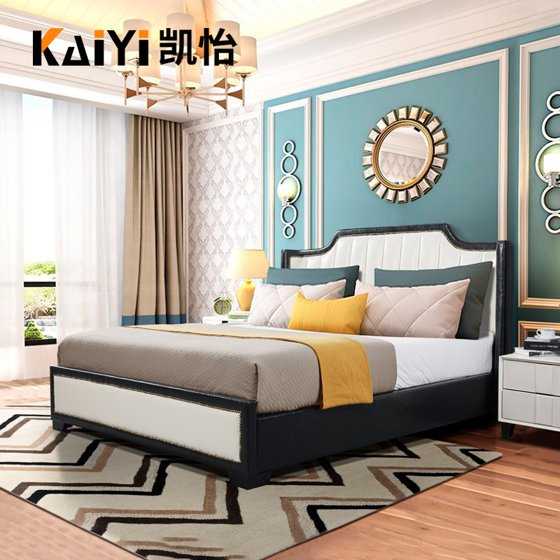 Fancy light extravaganza modern minimalist fashion creative upscale master bedroom with large bed genuine leather bed light lavish double atmosphere wedding bed