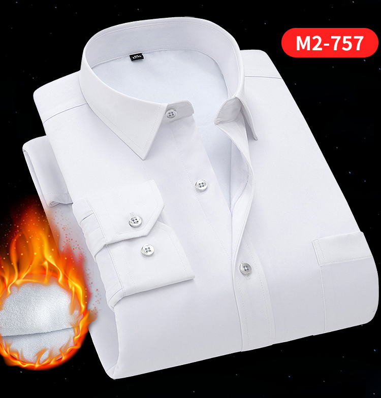 Mùa đông áo ấm in hình nam trung niên cộng với nhung dày bố dài tay áo thun nam miễn phí ủi áo áo sơ mi ngắn tay nam
