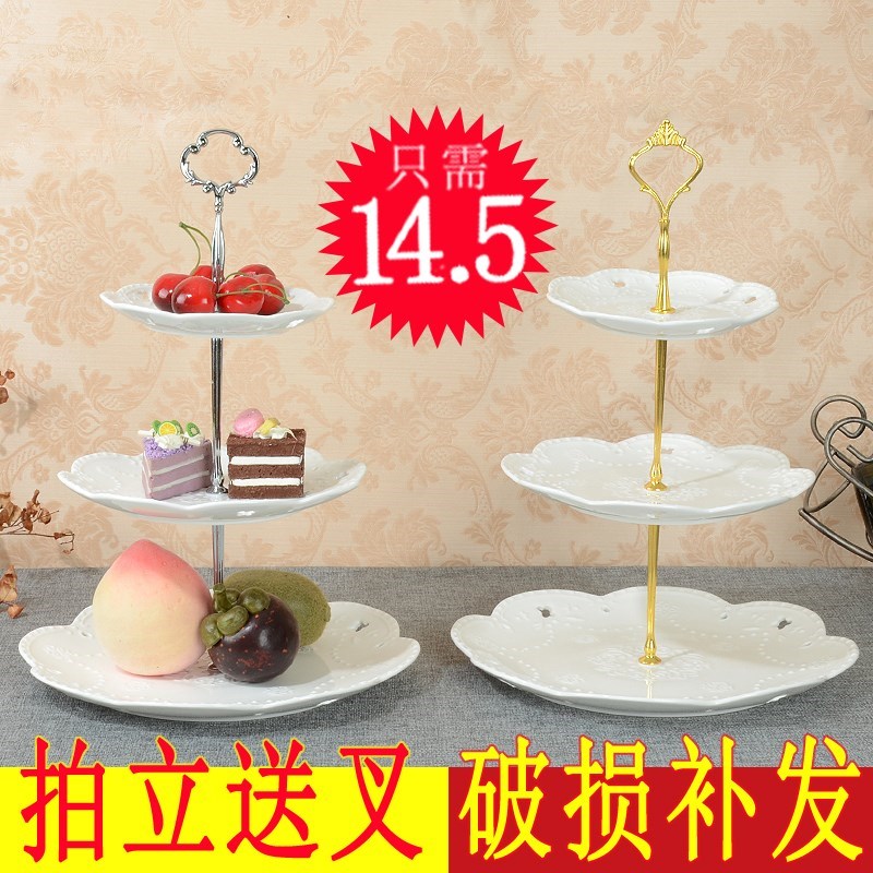 Disc personality sugar disc cake rack refreshment rack Western-style multi-layer single layer creative relief fruit pan black snacks saucer