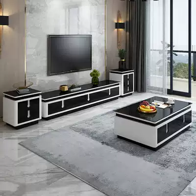 Nordic TV cabinet tea table combination set modern simple living room TV cabinet large and small apartment cabinet