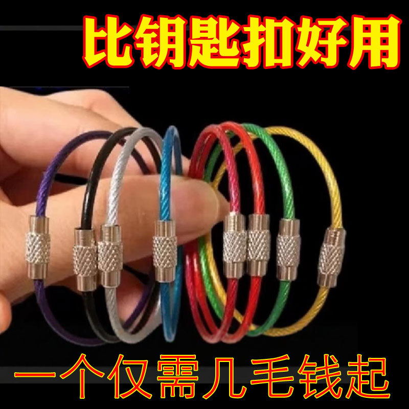 Plastic-Coated Stainless Steel Wire Rope Ring Keychain Key Ring Steel Wire Ring Keychain Ring Tag Pendant with Lock Buckle Plastic-Coated Stainless Steel Wire Rope Ring Keychain Key Ring Steel Wire Ring Keychain Ring Tag Pendant with Lock Buckle