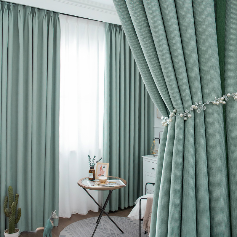 Curtain full blackout cotton and linen hook type 2021 new modern light luxury simple bedroom living room insulation sunshade