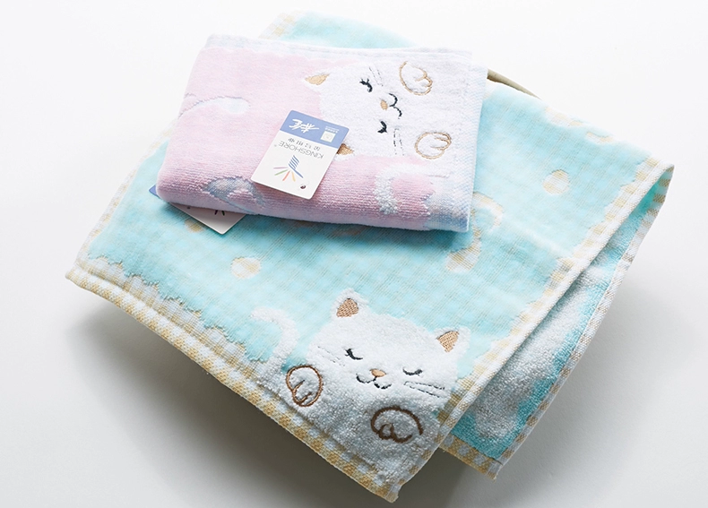 Vàng số bông dày rửa khăn con khăn nhỏ mềm mại, thấm gạc dễ thương phim hoạt hình mèo con khăn - Khăn tắm / áo choàng tắm
