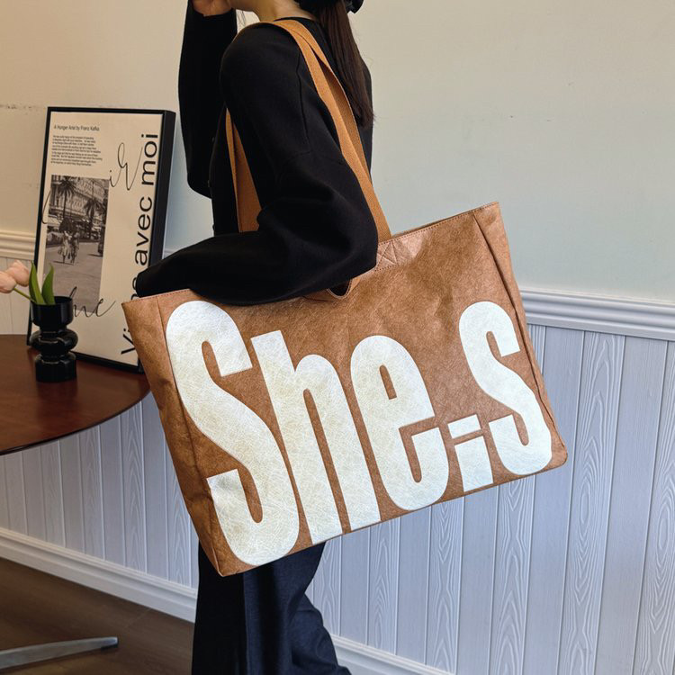 Korean Ins Style Upgraded DuPont Paper Large Capacity Tote Bag - Reversible Double-Sided Shoulder & Handbag For Commuting And Casual Crossbody - Thumbnail 5