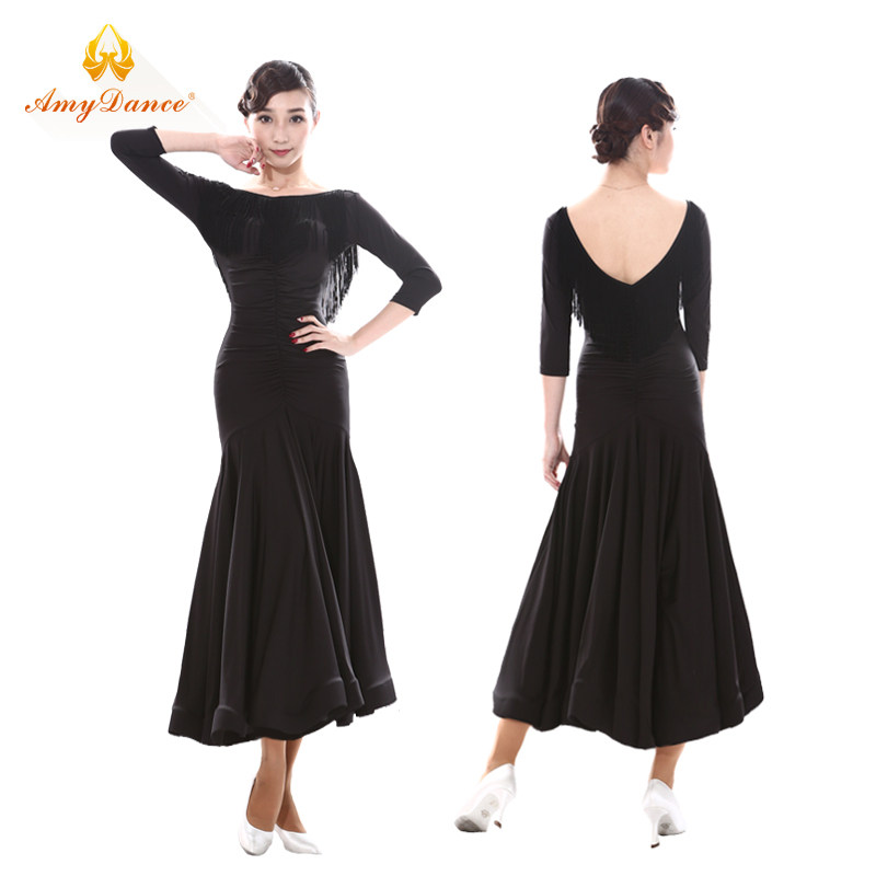 Amy dance dress modern dance dress new dynamic tassel slim vneck sexy backless national standard dance dress