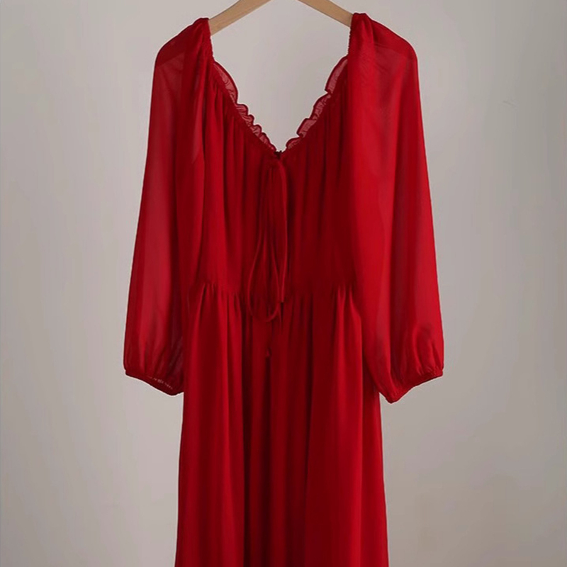 2026 Spring New Plus Size Women's Clothing, Slightly Chubby Women's Dress, Slimming and High-End French Retro Wedding Long Dress