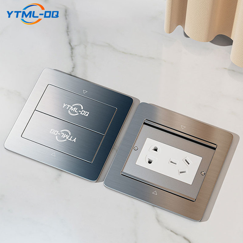 Merland insert double door concealed stainless steel five holes ground floor socket waterproof ground insert box silver