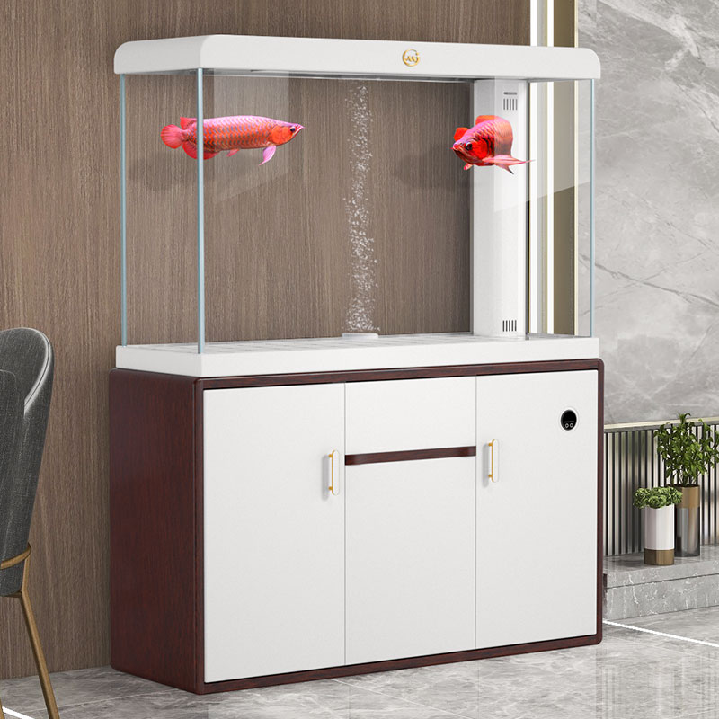 Minjiang Fish Tank Living Room Floor Small Bottom Filter Ultra White Glass Aquarium Large Free Water Changing Office Red Dragon Vat