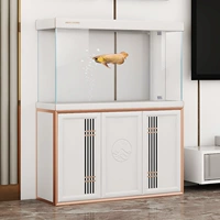 Minjiang Fish Tank Aquarium Aquarium Большой рост новой китайской гостиной дома бесплатная вода обмен световой роскошной супер -белый нижний фильтр Dragon Fish Tank